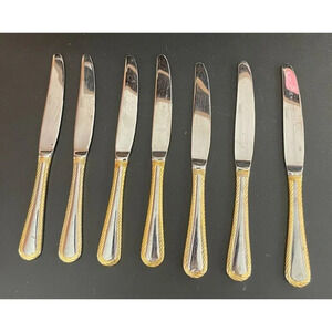 Cambridge Carlyle Gold Accents Rope Stainless‎ Steel Butter Knives Set Of 7